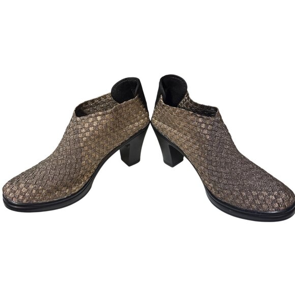 Bernie Mev Chesca Womens Woven Booties Size 8 Black & Bronze Heel - Picture 6 of 7